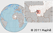 Gray Location Map of Baguineda, highlighted country, highlighted parent region, hill shading