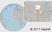 Gray Location Map of Baguineda, highlighted grandparent region, hill shading