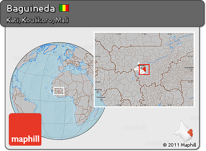 Gray Location Map of Baguineda, highlighted parent region, hill shading