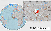 Gray Location Map of Baguineda, highlighted parent region, hill shading
