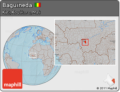 Gray Location Map of Baguineda, hill shading