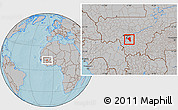 Gray Location Map of Baguineda, hill shading