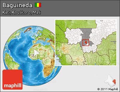 Physical Location Map of Baguineda, highlighted country, highlighted grandparent region
