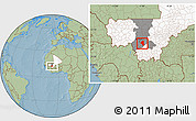 Savanna Style Location Map of Baguineda, highlighted country, highlighted grandparent region, hill shading