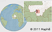 Savanna Style Location Map of Baguineda, highlighted country, highlighted parent region, hill shading