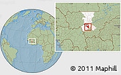 Savanna Style Location Map of Baguineda, highlighted grandparent region, hill shading