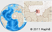 Shaded Relief Location Map of Baguineda, highlighted country, highlighted parent region
