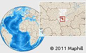 Shaded Relief Location Map of Baguineda, highlighted grandparent region