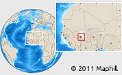 Shaded Relief Location Map of Baguineda, highlighted parent region, highlighted grandparent region, within the entire country