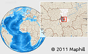 Shaded Relief Location Map of Baguineda, highlighted parent region, highlighted grandparent region