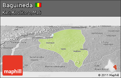 Physical Panoramic Map of Baguineda, desaturated