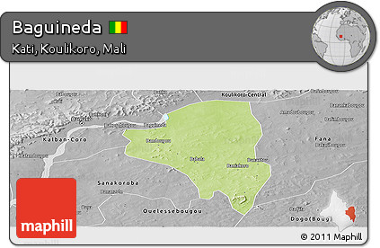 Physical Panoramic Map of Baguineda, desaturated