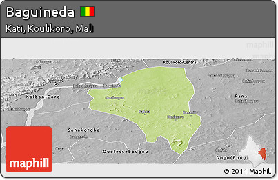 Physical Panoramic Map of Baguineda, desaturated