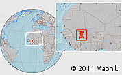 Gray Location Map of Koulikoro, within the entire country, hill shading