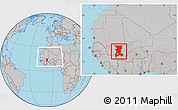Gray Location Map of Koulikoro, within the entire country