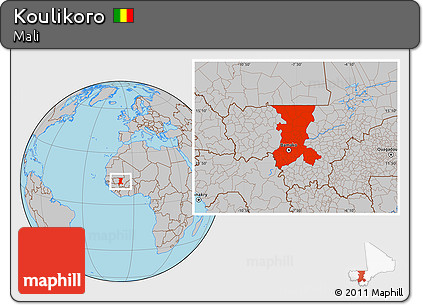 Gray Location Map of Koulikoro