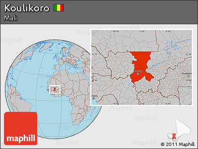 Gray Location Map of Koulikoro