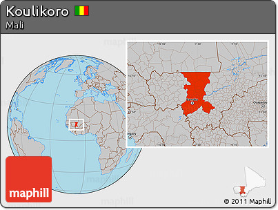 Gray Location Map of Koulikoro