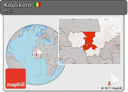 Gray Location Map of Koulikoro, highlighted country