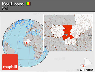 Gray Location Map of Koulikoro, highlighted country