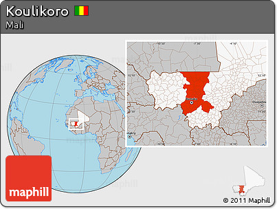 Gray Location Map of Koulikoro, highlighted country