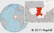 Gray Location Map of Koulikoro, highlighted country, hill shading