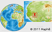 Physical Location Map of Koulikoro, within the entire country