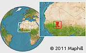Satellite Location Map of Koulikoro, within the entire country