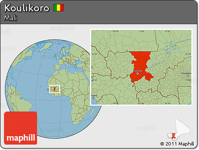 Savanna Style Location Map of Koulikoro