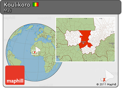 Savanna Style Location Map of Koulikoro, highlighted country