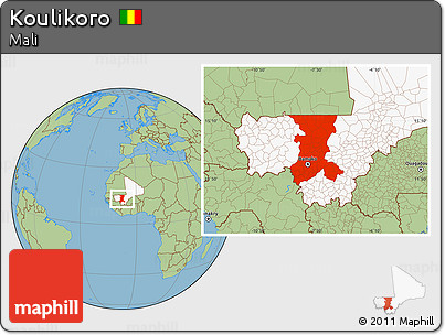Savanna Style Location Map of Koulikoro, highlighted country