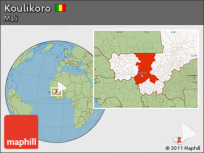 Savanna Style Location Map of Koulikoro, highlighted country