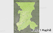 Physical Map of Koulikoro, darken, semi-desaturated