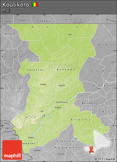 Physical Map of Koulikoro, desaturated