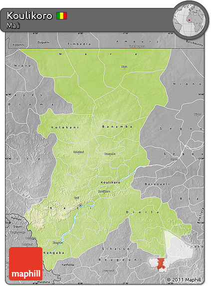 Physical Map of Koulikoro, desaturated