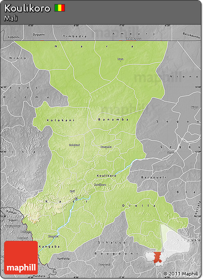 Physical Map of Koulikoro, desaturated