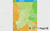 Physical Map of Koulikoro, political shades outside