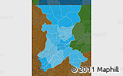 Political Shades Map of Koulikoro, darken