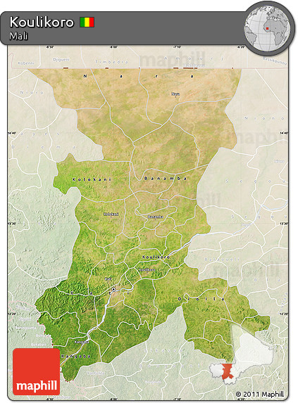 Satellite Map of Koulikoro, lighten