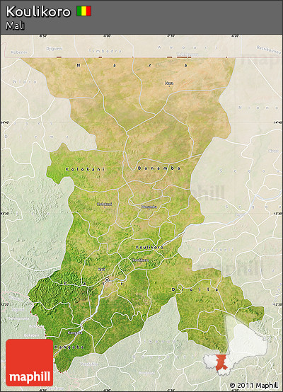 Satellite Map of Koulikoro, lighten