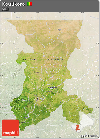 Satellite Map of Koulikoro, lighten