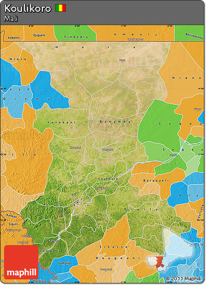 Satellite Map of Koulikoro, political outside