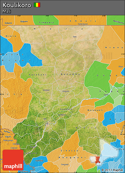 Satellite Map of Koulikoro, political outside