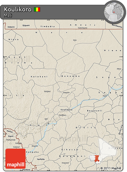 Shaded Relief Map of Koulikoro