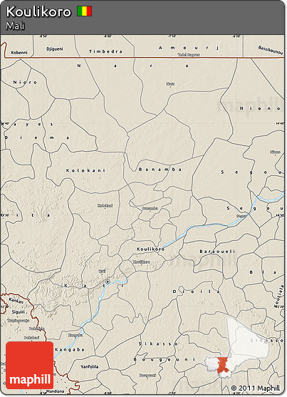 Shaded Relief Map of Koulikoro