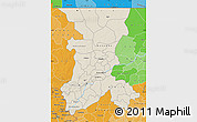 Shaded Relief Map of Koulikoro, political shades outside