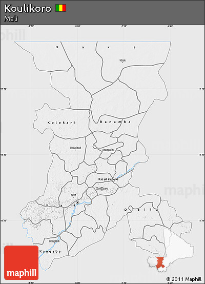 Silver Style Map of Koulikoro, single color outside