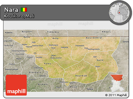Satellite 3D Map of Nara, semi-desaturated