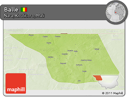 Physical 3D Map of Balle, lighten