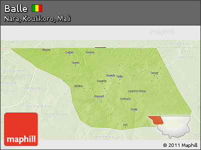 Physical 3D Map of Balle, lighten